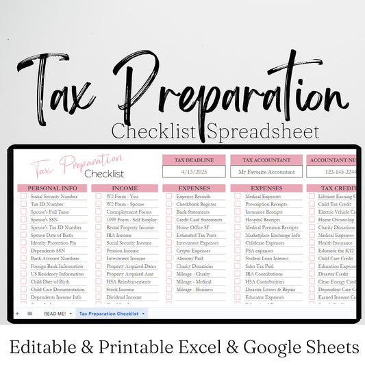 Tax Prep Checklist Google Sheet