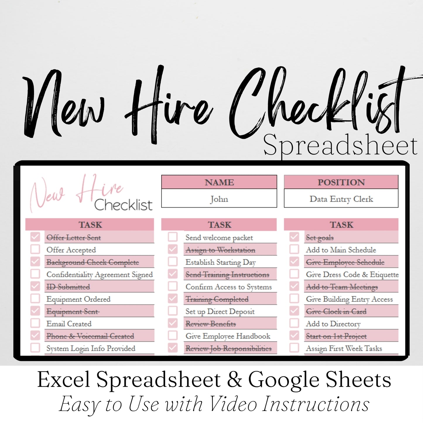 New Hire Checklist Template for Google Sheets and Excel Spreadsheet