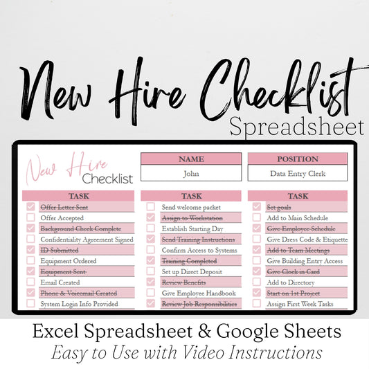 New Hire Checklist Template for Google Sheets and Excel Spreadsheet