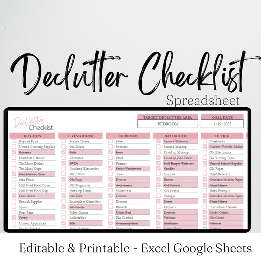 Declutter Checklist Google Sheet