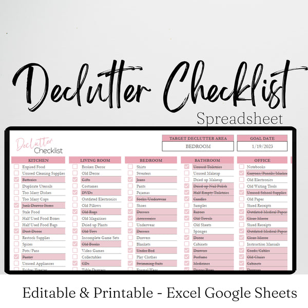 Declutter Checklist Google Sheet – Savvy and Thriving