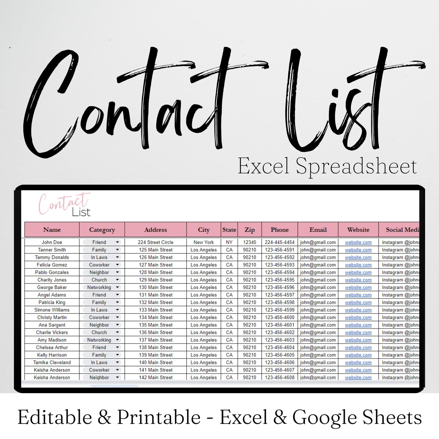 contact list Google Sheet