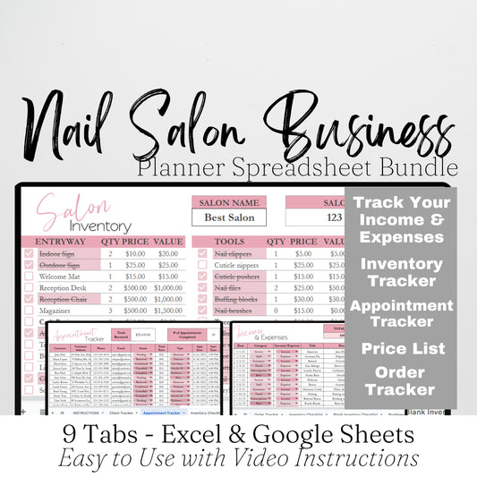 Nail Salon Business Template Bundle Google Sheet and Excel Spreadsheet