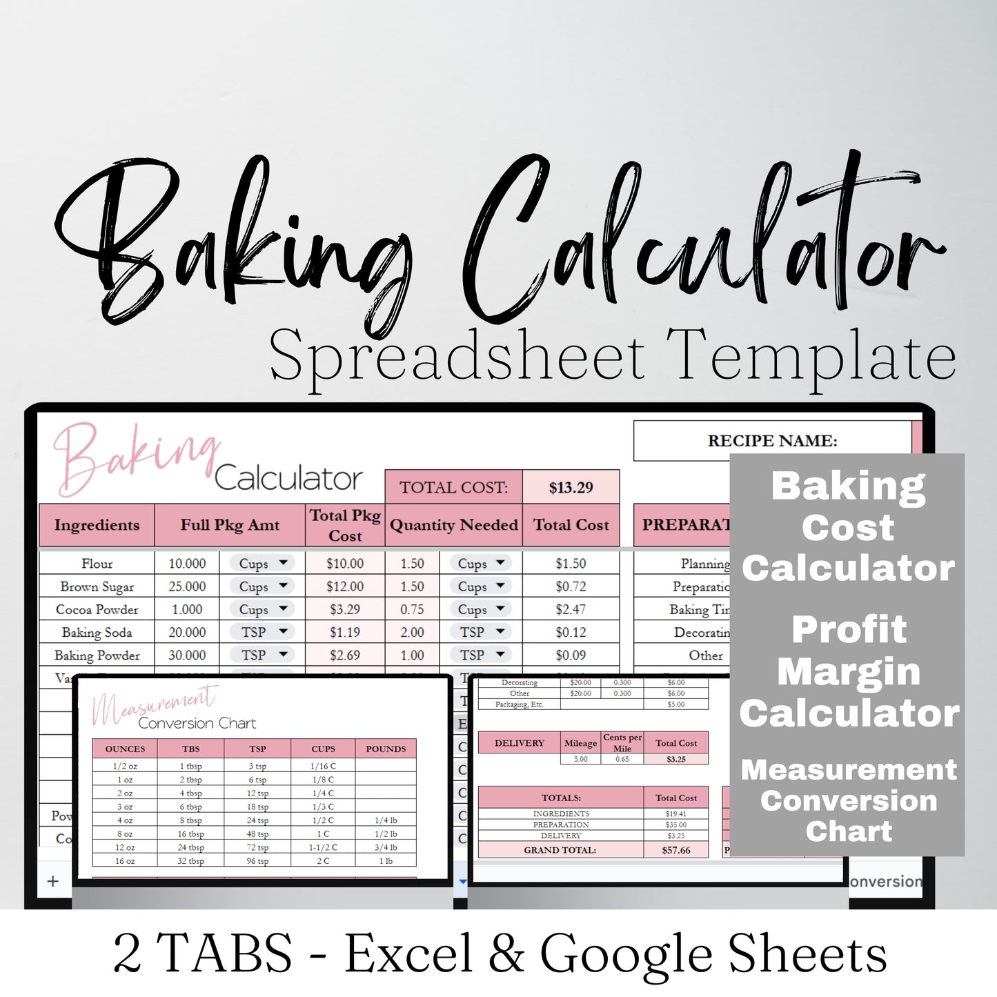 Baking Calculator Template Google Sheet and Excel Spreadsheet