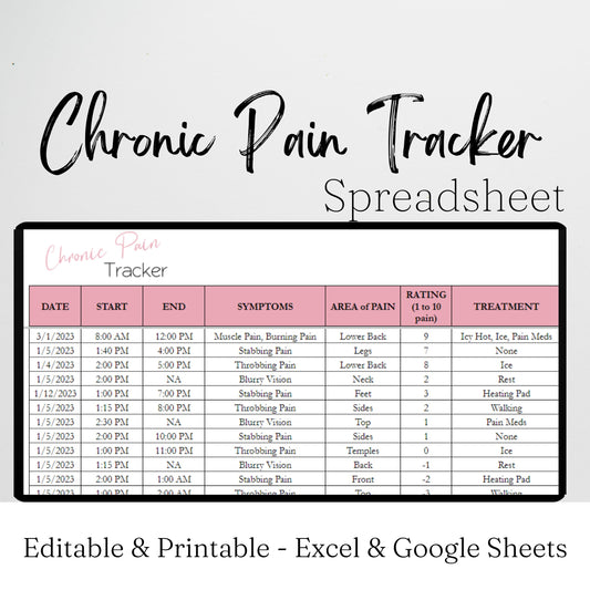 Chronic Pain Tracker Google Sheet