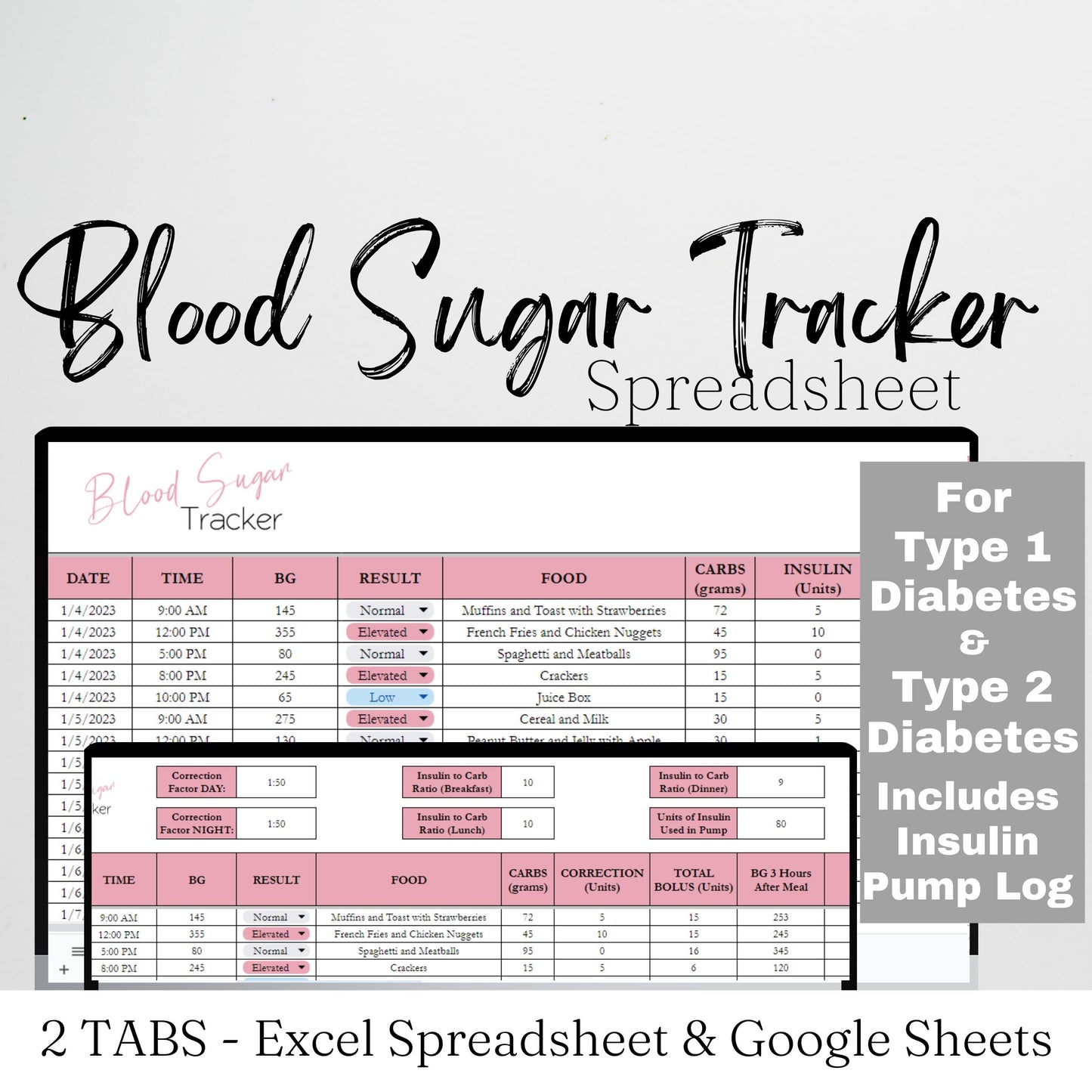Blood Sugar Tracker Google Sheet