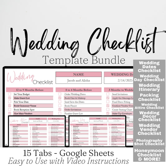 Wedding Checklist Template Google Sheets and Excel Spreadsheet