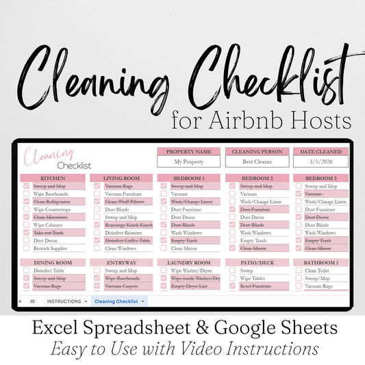 Airbnb Cleaning Checklist Template Google Sheets Excel Spreadsheet