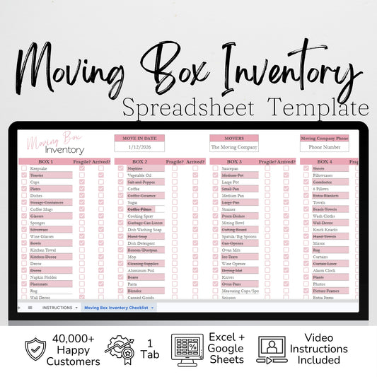 Moving Box Inventory Google Sheet and Excel Spreadsheet