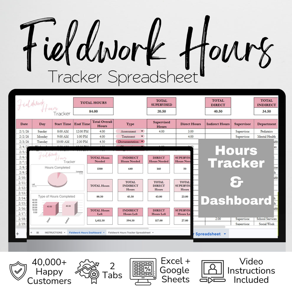 Fieldwork Hours Tracker | Clinical Internship Practicum Externship Log ...