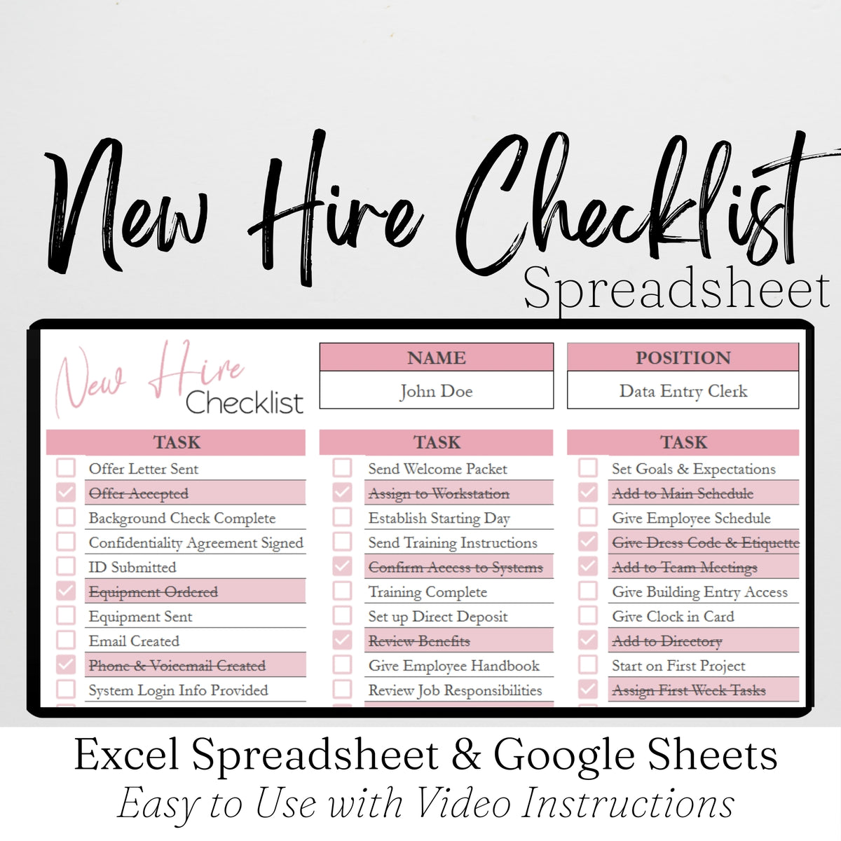 New Hire Checklist Template for Google Sheets and Excel Spreadsheet ...