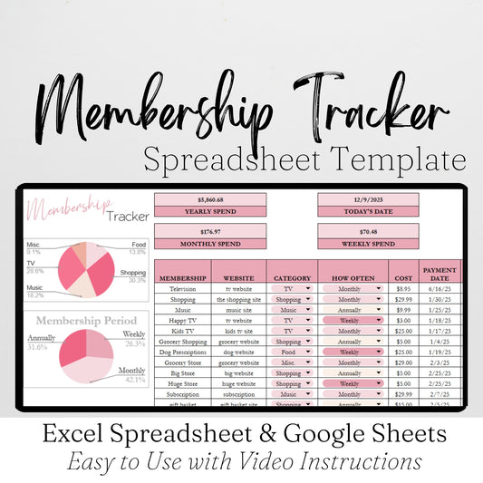 Membership Tracker Template Google Sheet and Excel Spreadsheet