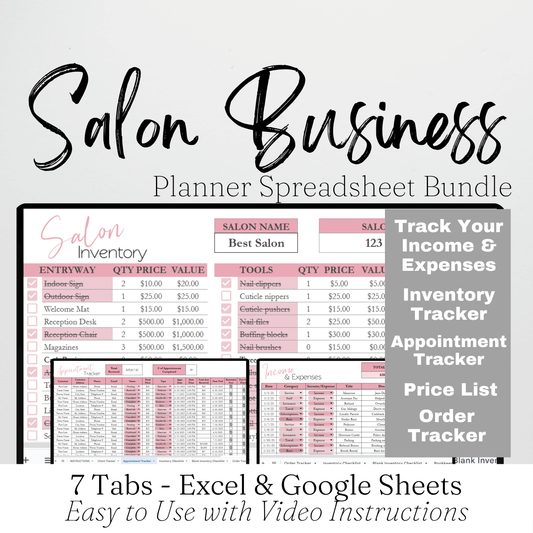Salon Business Planner Bundle Google Sheet and Excel Spreadsheet