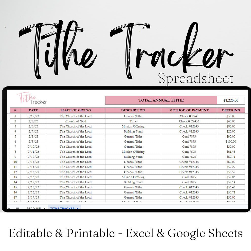 Tithe Tracker Google Sheet and Excel Spreadsheet – Savvy and Thriving