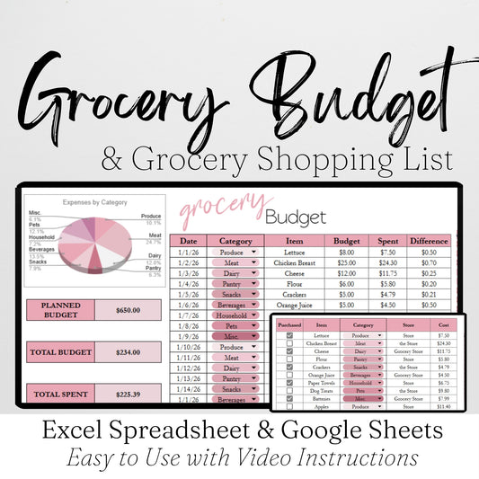 Grocery Budget Template Google Sheets & Excel Spreadsheet