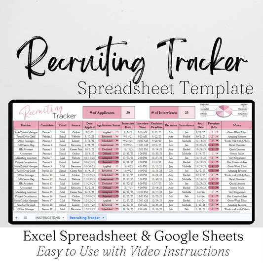 Recruiting Tracker Template Google Sheets and Excel Spreadsheet