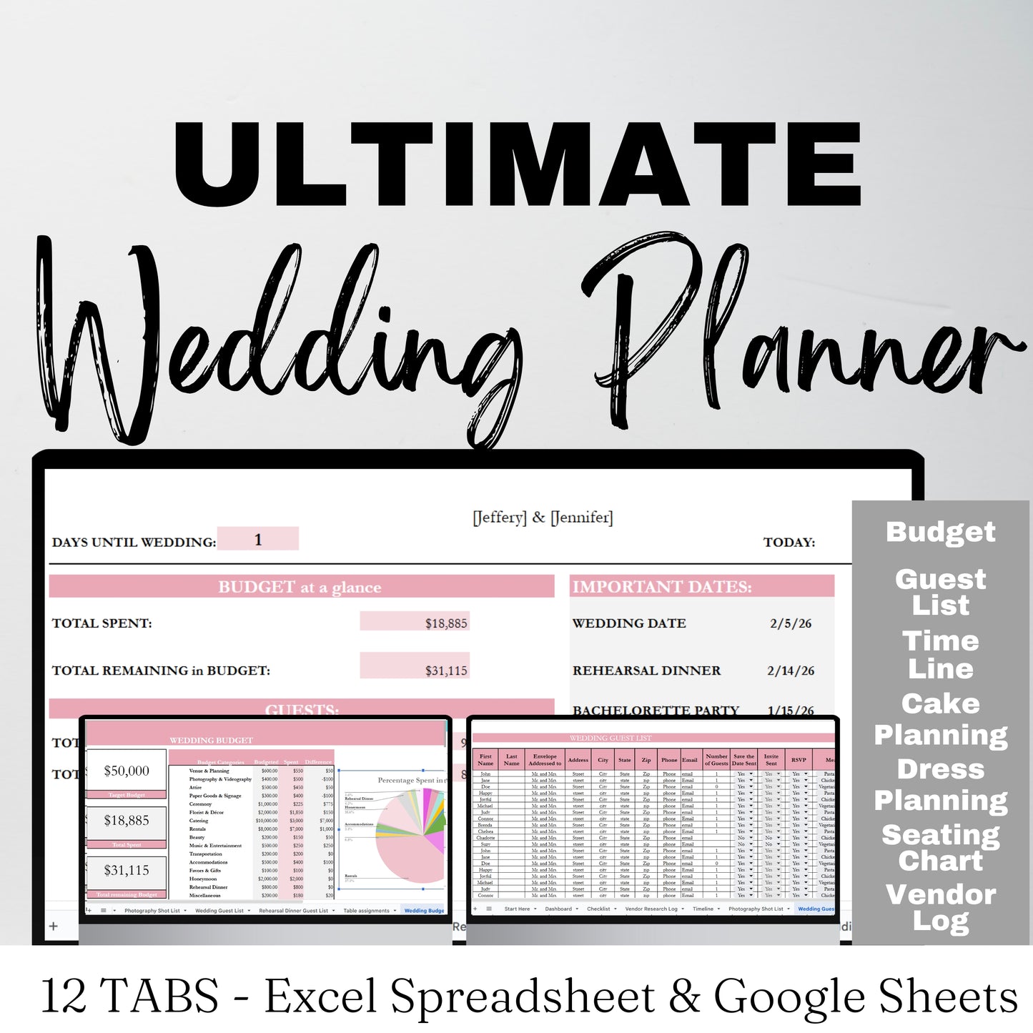 Wedding Planner Template Google Sheets Excel Spreadsheet