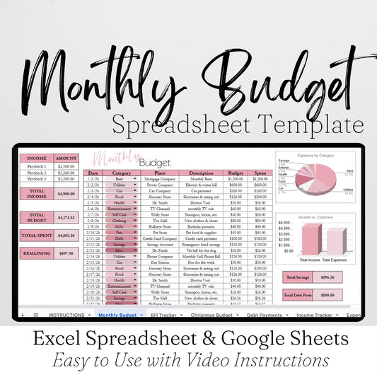 Monthly Budget Template Google Sheets and Excel Spreadsheet