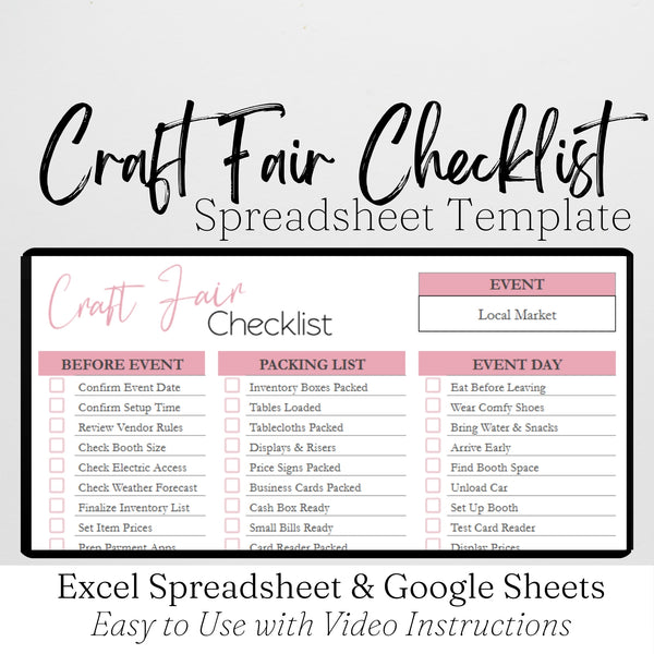 Craft Fair Checklist Template Google Sheets and Excel Spreadsheet ...