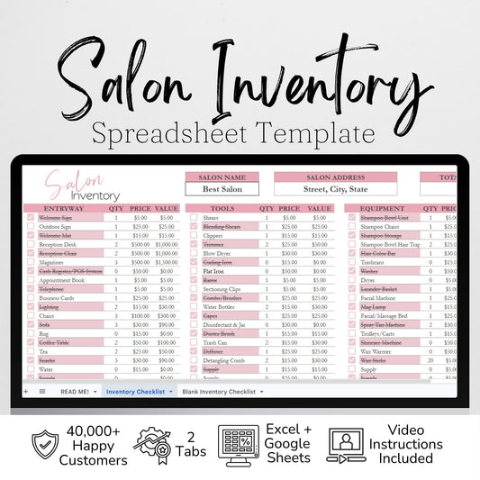 Salon Inventory Tracker Google Sheet and Excel Spreadsheet Template