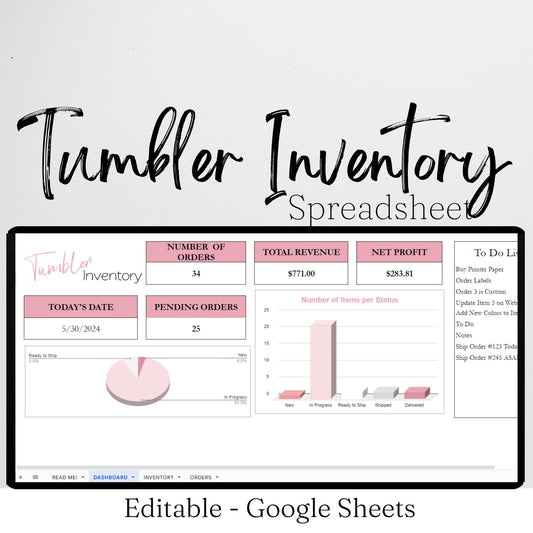 Tumbler Inventory Tracker Google Sheets