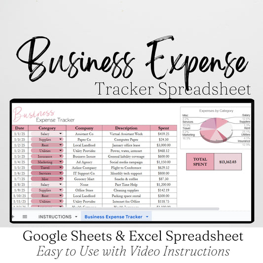 Business Expense Tracker Spreadsheet Template Google Sheets and Excel Spreadsheet