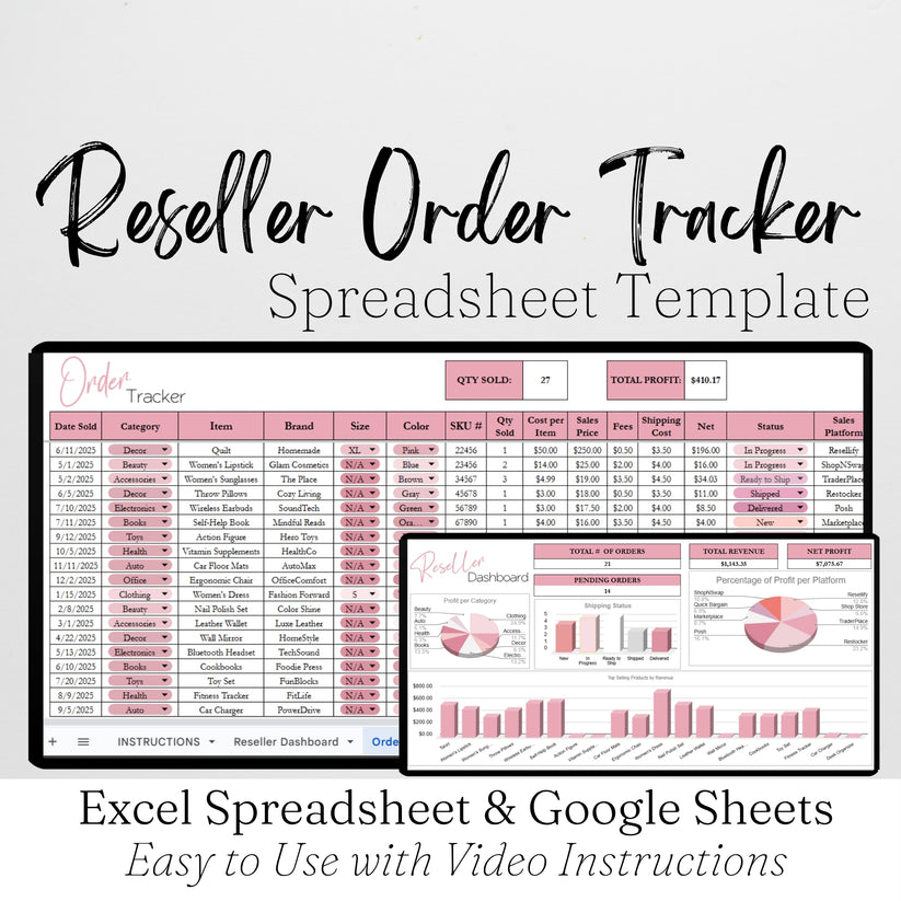 Reseller Order Tracker Template Google Sheets and Excel Spreadsheet ...
