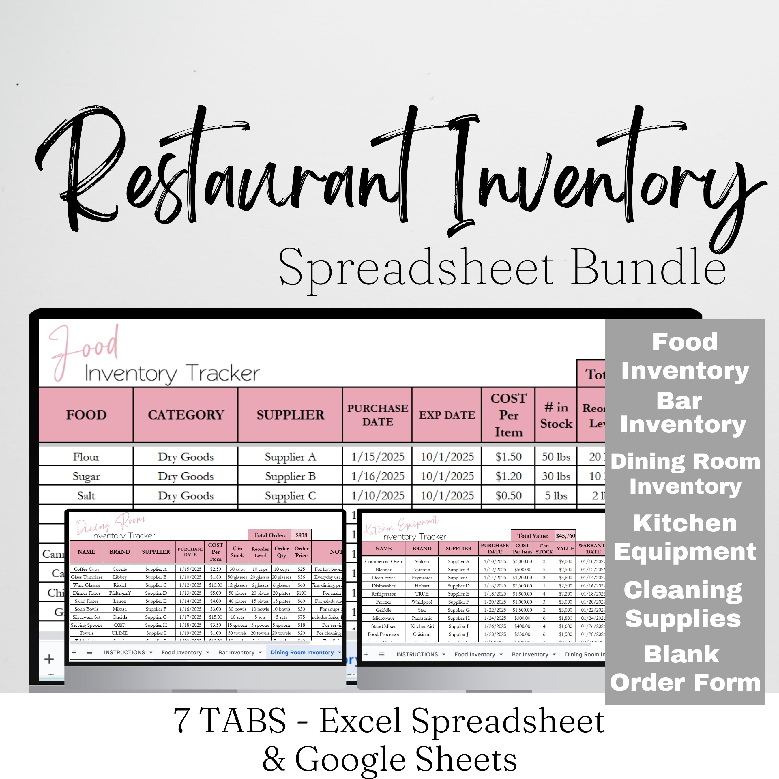 restaurant kitchen inventory template, editable google... Restaurant Inventory Template Google Sheets – Savvy and Thriving