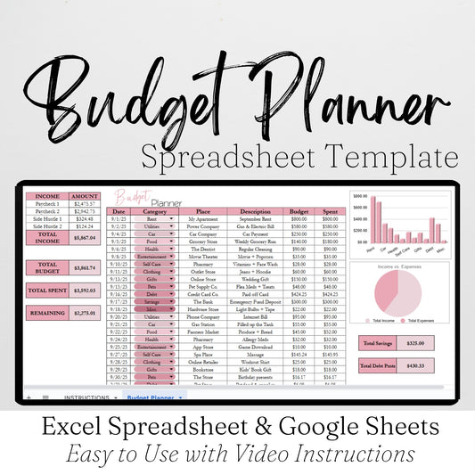 Budget Planner Template Google Sheets and Excel Spreadsheet