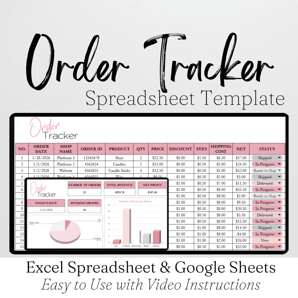 Order Tracker Template Google Sheets and Excel Spreadsheet – Savvy and ...