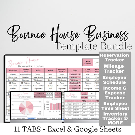 Bounce House Business Planner Template Google Sheet and Excel Spreadsheet