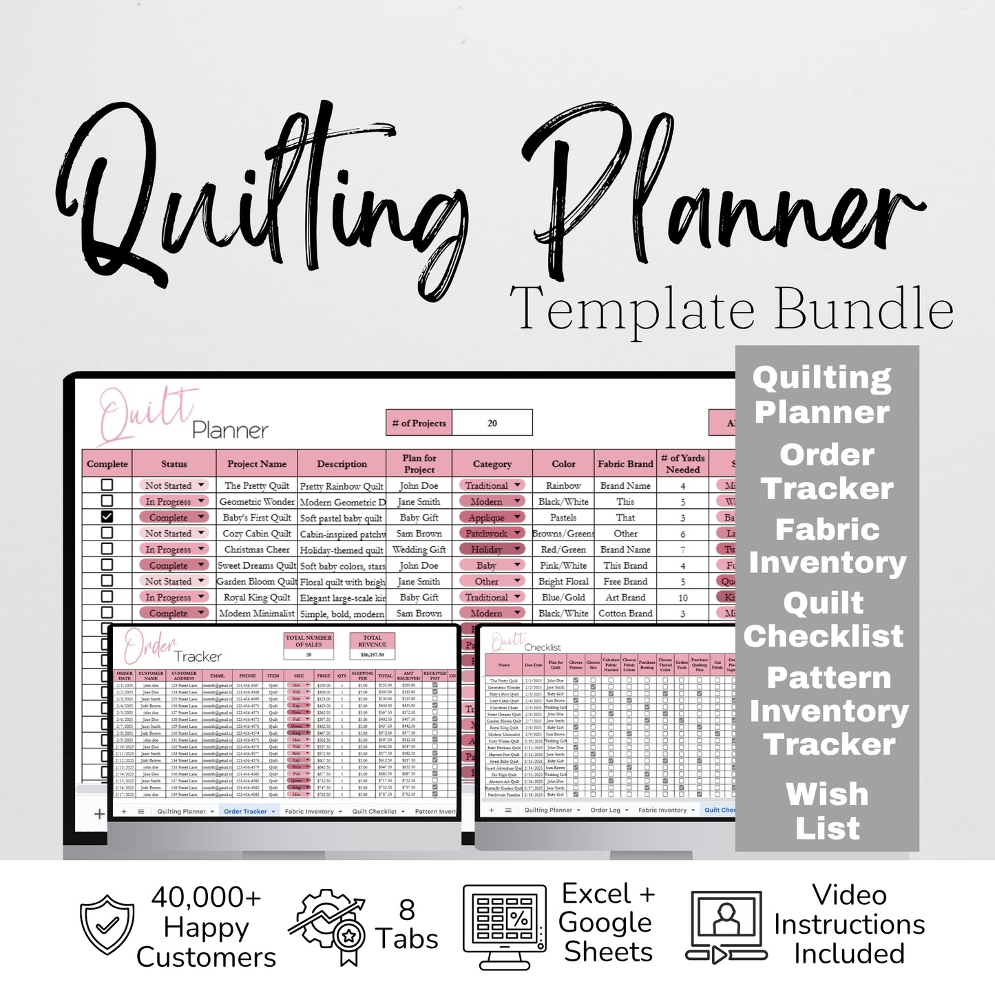 Quilt Planner Template Google Sheet and Excel Spreadsheet
