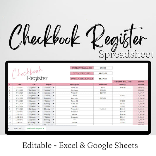 Checkbook Register Google Sheet