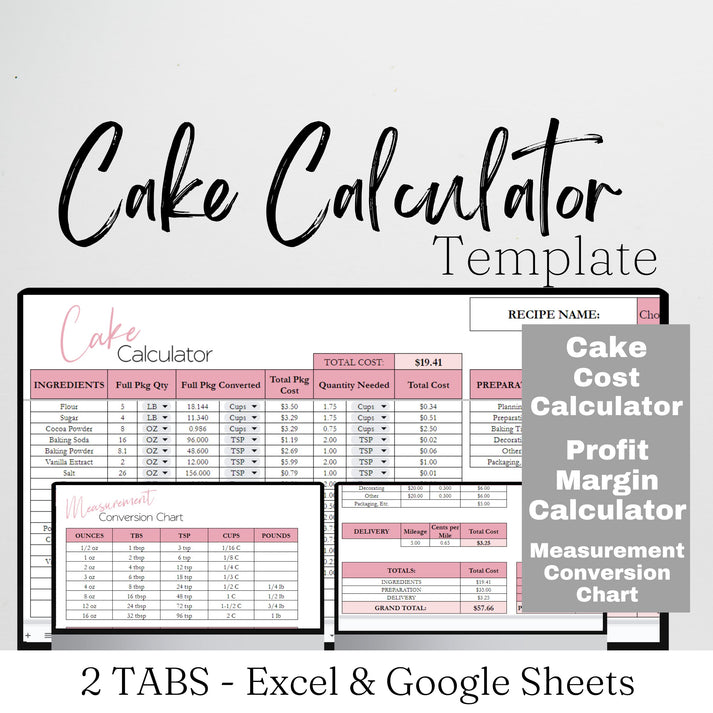 Cake Calculator Template Google Sheets and Excel Spreadsheet – Savvy ...