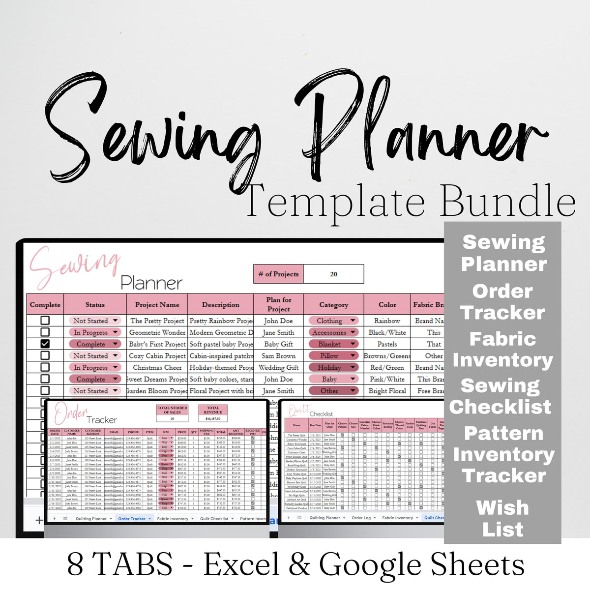 Sewing Planner Template Google Sheet and Excel Spreadsheet – Savvy and Thriving