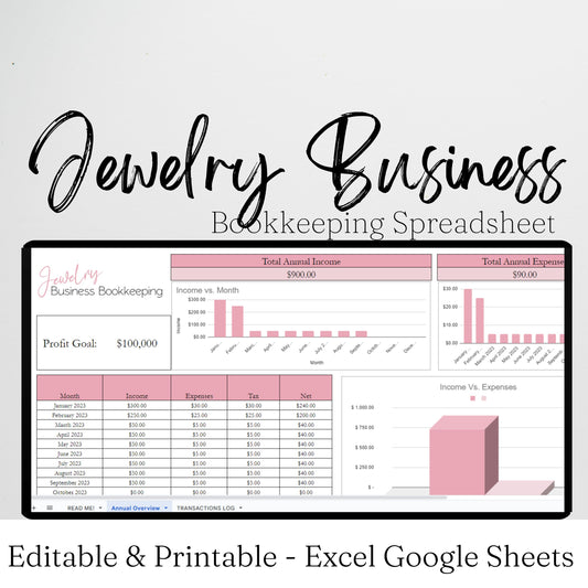 Jewelry Business Bookkeeping Spreadsheet Google Sheets