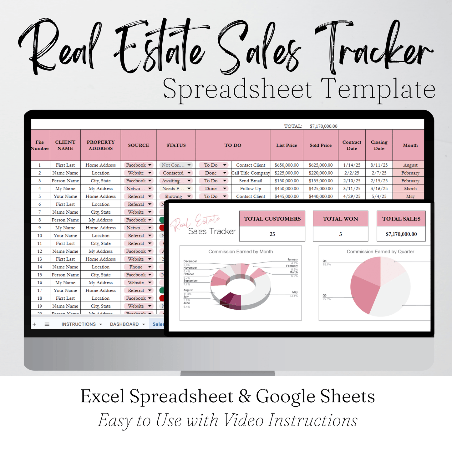 Real Estate Sales Tracker Template Google Sheets Excel Spreadsheet