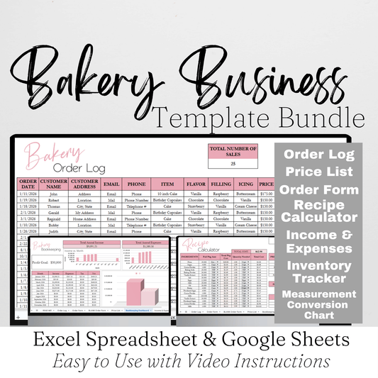 Bakery Business Template Bundle Google Sheet and Excel Spreadsheet