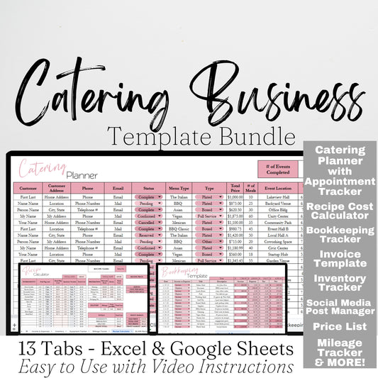Catering Business Planner Template Bundle Google Sheet and Excel Spreadsheet