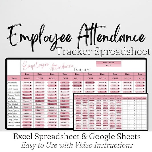 Employee Attendance Tracker Template Google Sheets and Excel Spreadsheet