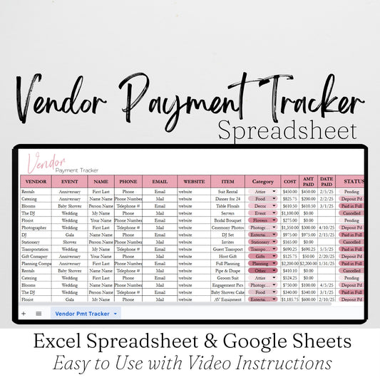 Vendor Payment Tracker Template for Google Sheets and Excel Spreadsheet