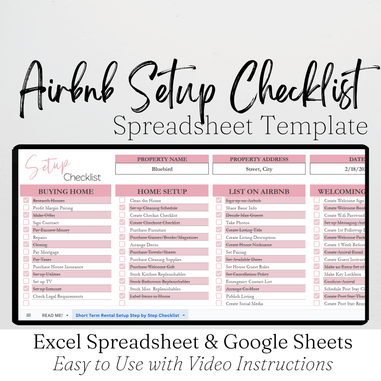 Airbnb Setup Checklist Template Google Sheets Excel Spreadsheet