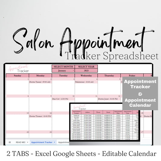 Salon Appointment Tracker Google Sheet Excel Spreadsheet