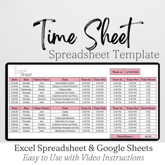 Time Sheet Template Google Sheets and Excel Spreadsheet