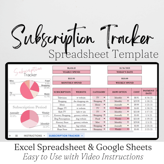 Subscription Tracker Template Google Sheets Excel Spreadsheet