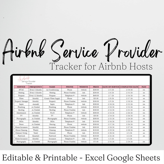 Airbnb Provider Checklist Template Google Sheets Excel Spreadsheet
