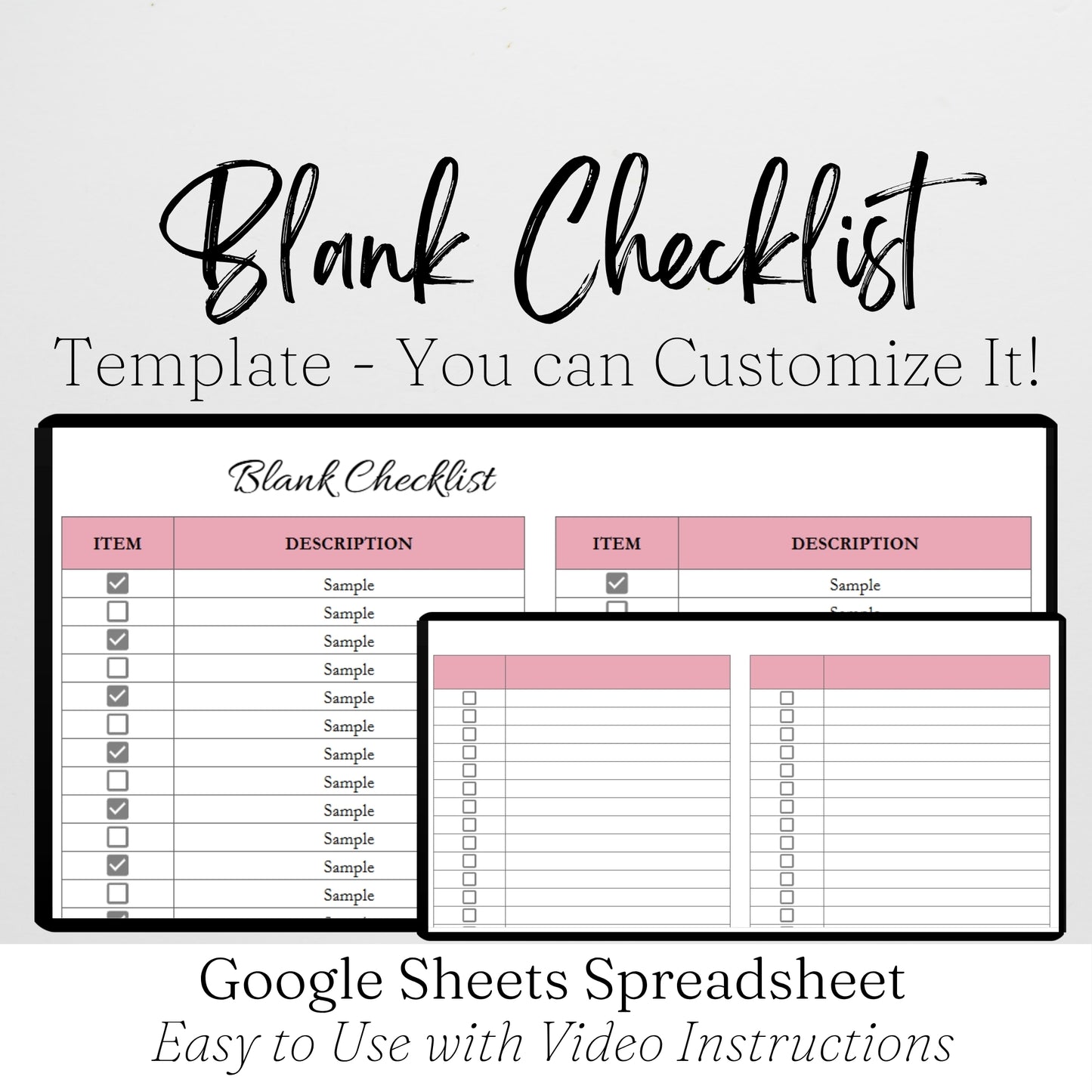 Blank Checklist Template Google Sheets Spreadsheet - Editable Blank List Template
