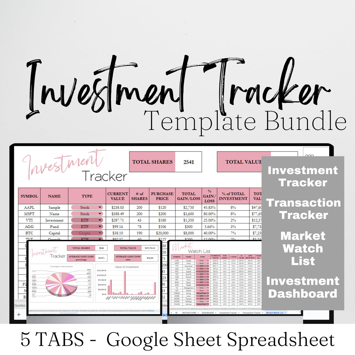 Investment Tracker Template Spreadsheet Google Sheet – Savvy and Thriving