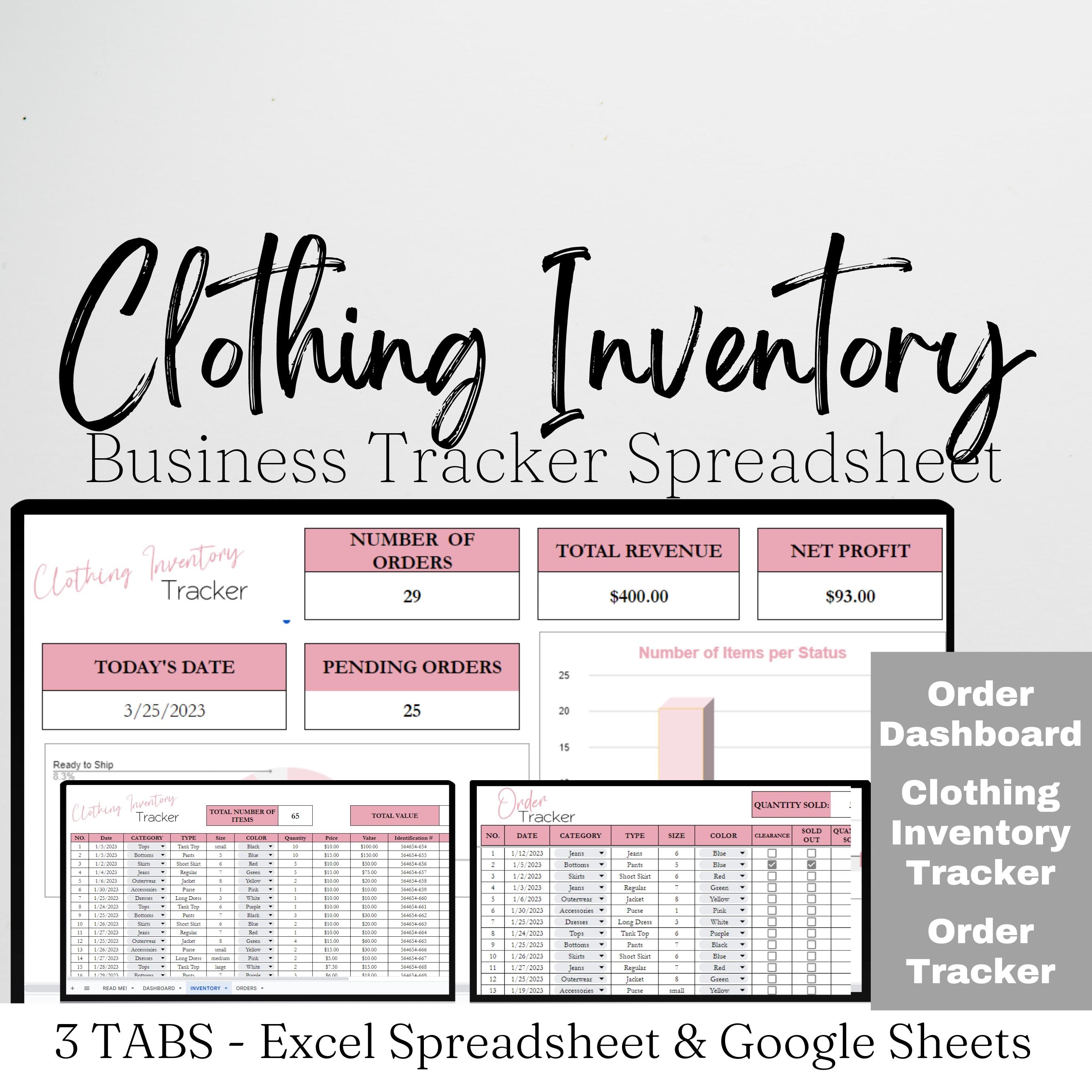 Clothing Inventory Tracker Google Sheet Savvy and Thriving