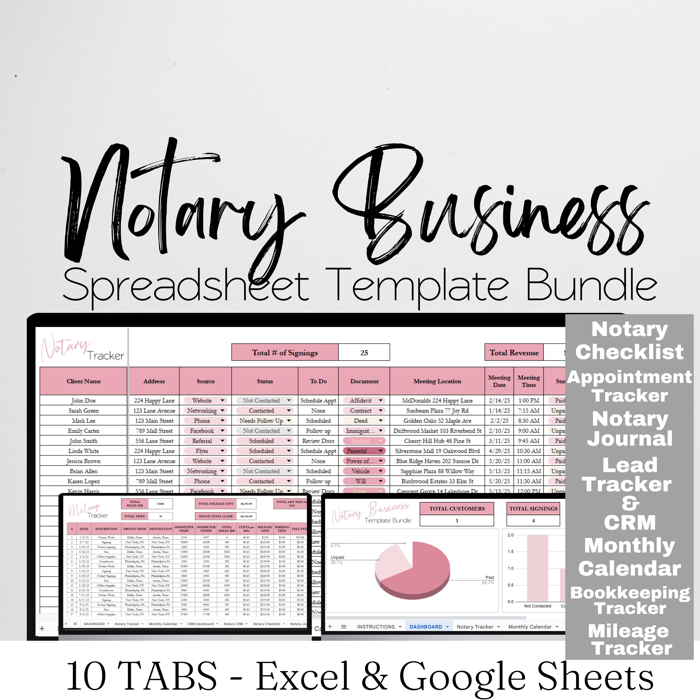 Notary Bookkeeping Template Google Sheets And Excel Spreadsheet Savvy